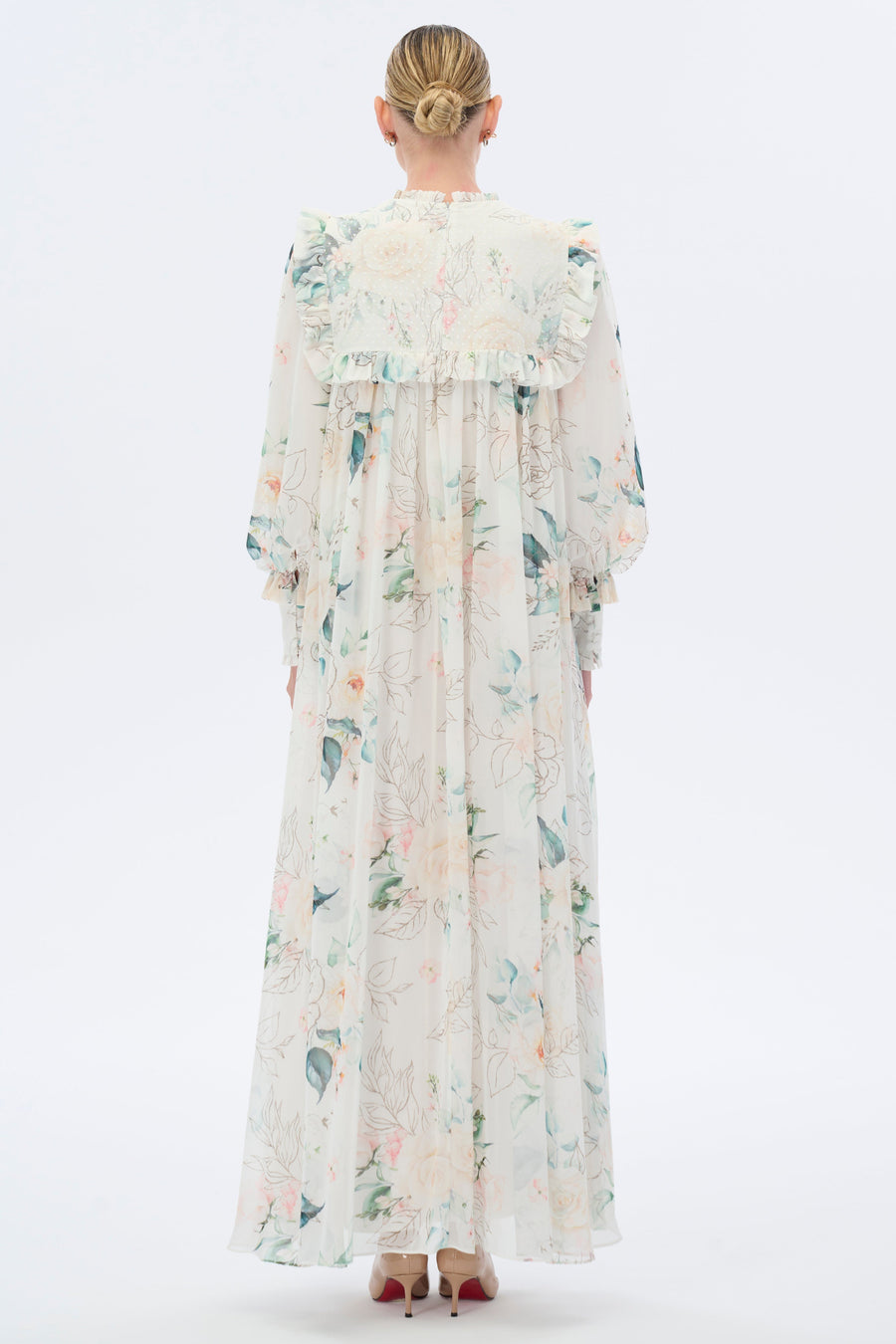 Off To France Timeless Floral Maxi Dress with Full length Sleeves - Glamourous Grace