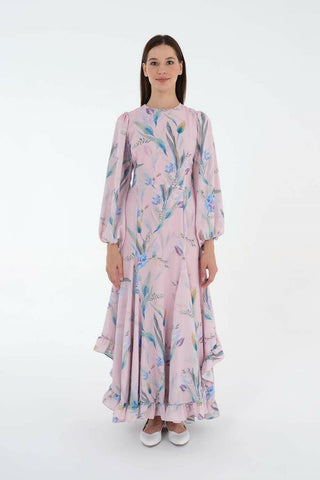 ByBaano Freya Dress, a modest summer dress with flowing fabric and elegant design, perfect for warm weather occasions.