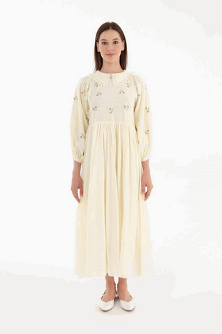 ByBaano Mable Bohemian summer dress in 100% cotton, featuring lightweight fabric and relaxed fit for warm weather.