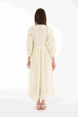 ByBaano Mable Bohemian summer dress in 100% cotton, featuring a flowy design and floral pattern, perfect for warm weather.