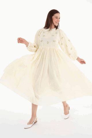 ByBaano Mable Bohemian summer dress in 100% cotton, lightweight and flowy with floral patterns, ideal for warm weather.
