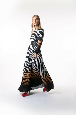 ByBaano Armina Long Zara Maxi Dress showcasing a flowy, elegant maxi dress with detailed fabric and stylish design.