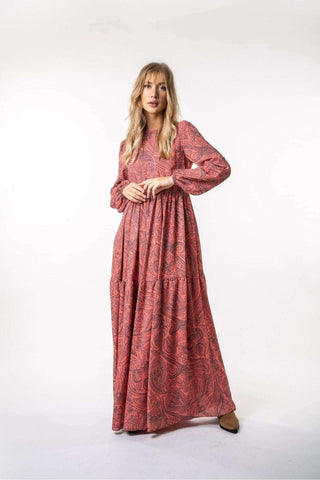 ByBaano Eva Long Maxi Dress with long sleeves, flowing fabric, and elegant design for a stylish look.