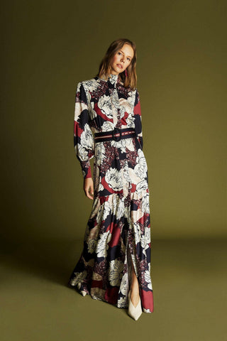 ByBaano Olivia maxi dress with long sleeves, flowing fabric and elegant design, perfect for stylish summer or evening wear.
