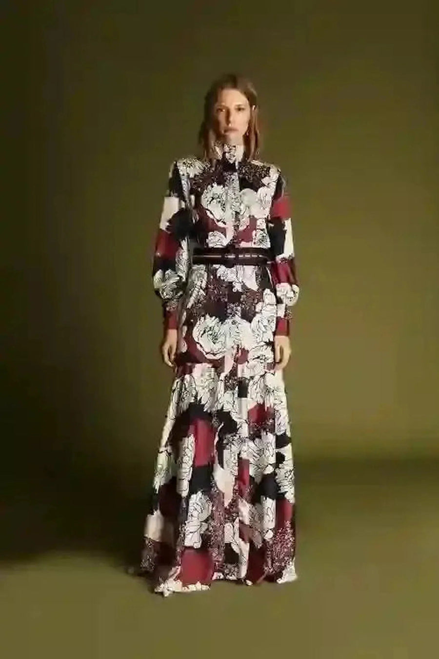 ByBaano Olivia Maxi Dress with long sleeves, flowing fabric and elegant design, perfect for casual or formal occasions.