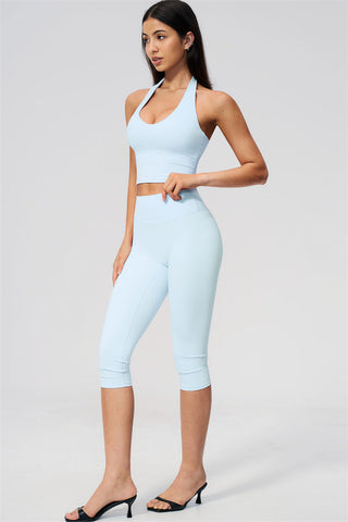 The Twirl Wide Strap Halter Crop Top