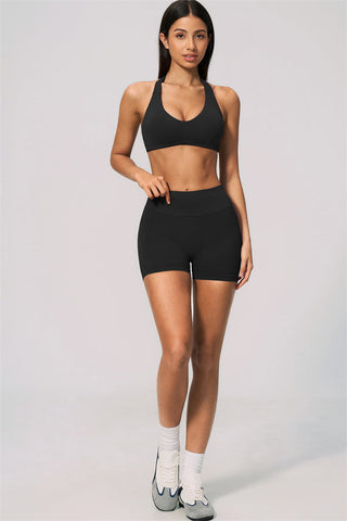 The Velvetine Halter Sports Bra Shorts 2-Piece Set