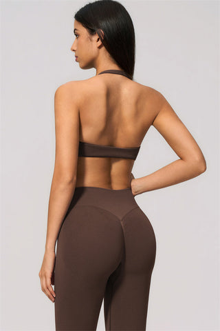 The Velvetine Halter Sports Bra Flared Leggings 2-Piece Set
