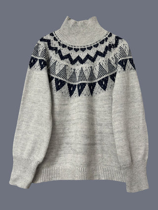 Womens Retro Pullover Knitted Jacquard Sweater