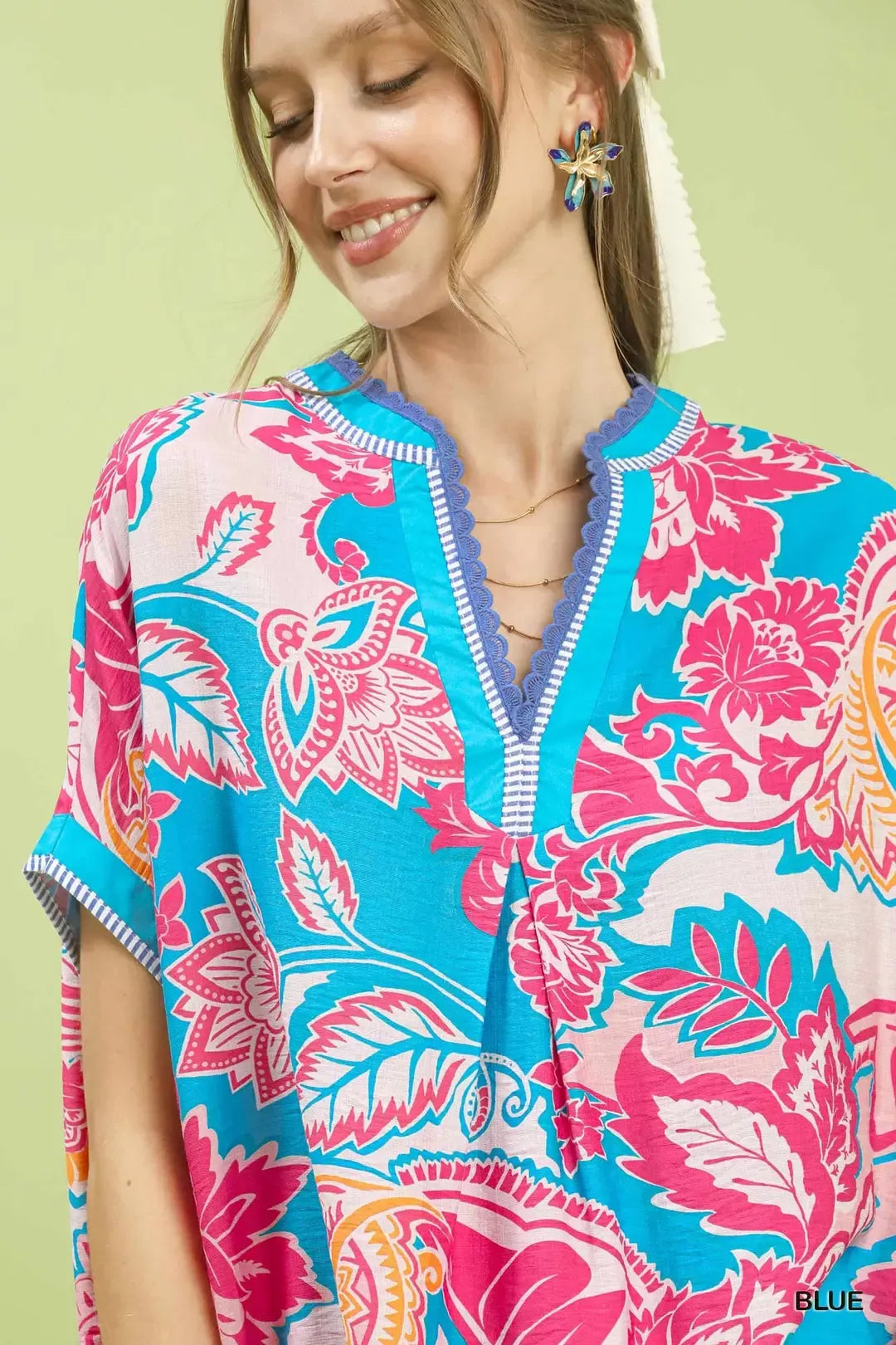 Umgee Abstract Print Oversized Top - Glamourous Grace