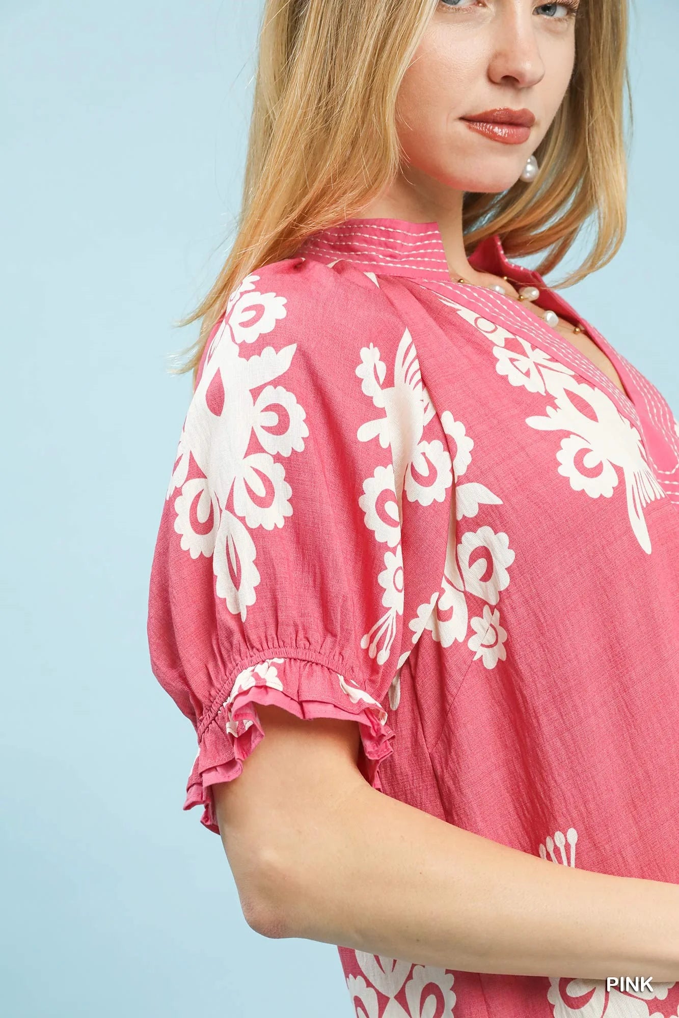 Umgee Two Tone Border Print Mini Dress in Pink - Glamourous Grace