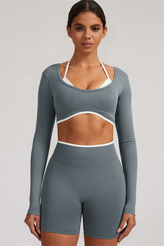 The Elevate Long Sleeve Crop top Shorts 2-Piece Set