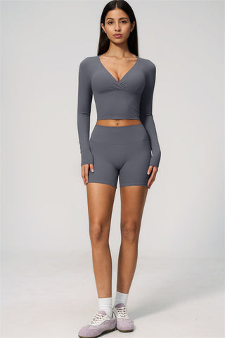 The Lox Long Sleeve Crop top Shorts 2-Piece Set