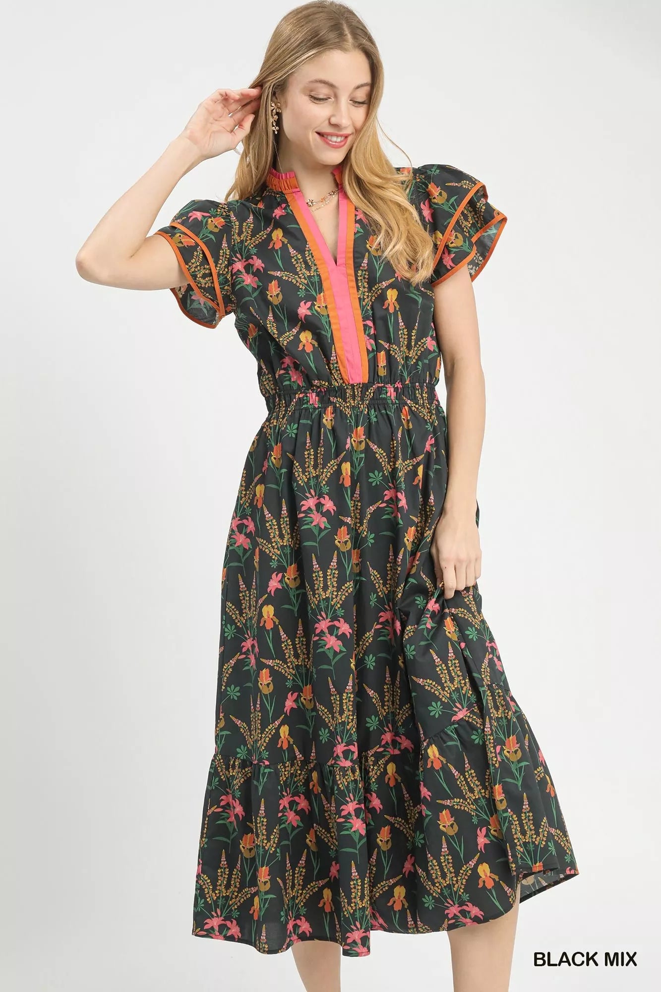 Umgee Mix Floral Midi Dress - Glamourous Grace