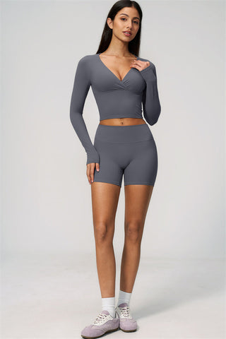The Lox Long Sleeve Crop top Shorts 2-Piece Set