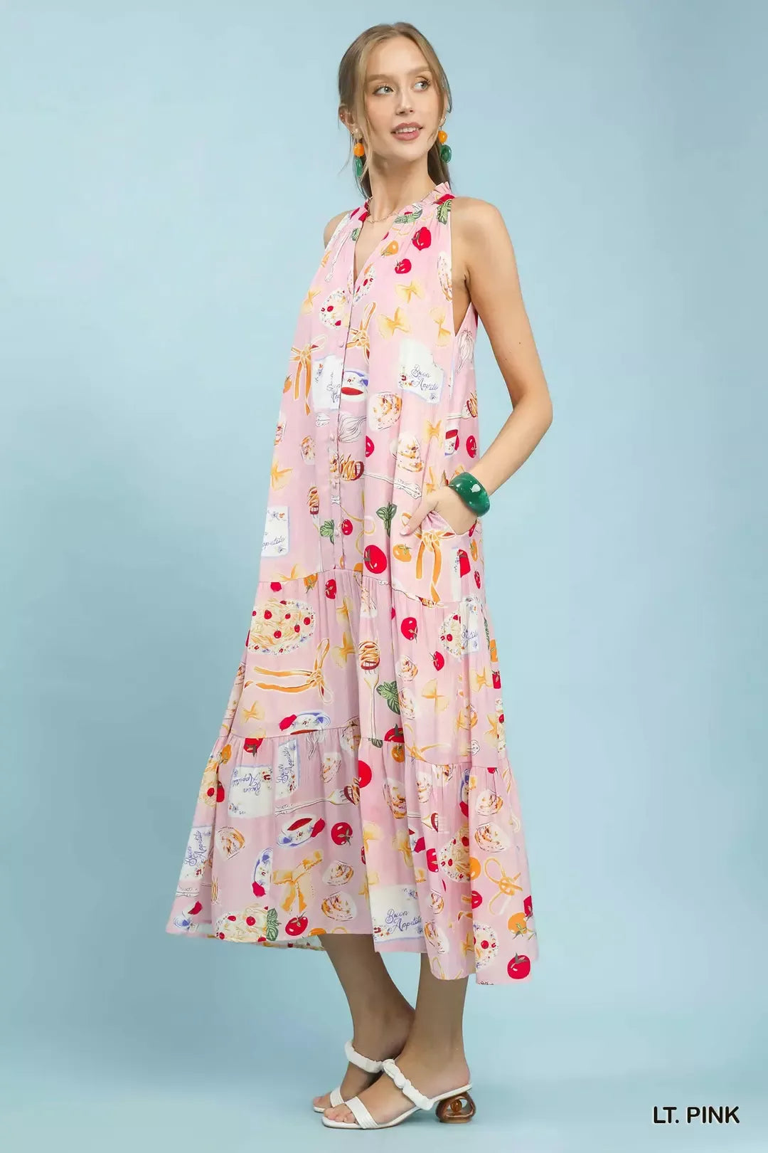 Umgee Abstract Print Tiered Halter Midi Dress - Glamourous Grace