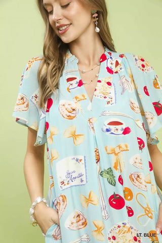 Umgee Abstract Print Flutter Sleeve Midi Dress - Glamourous Grace