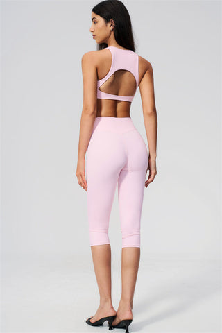 The Twirl Open Back Sports Bra Capri Leggings 2-Piece Set