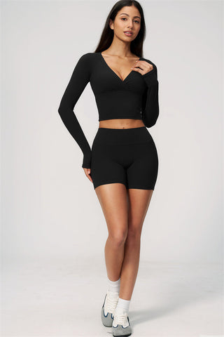 The Lox Long Sleeve Crop top Shorts 2-Piece Set