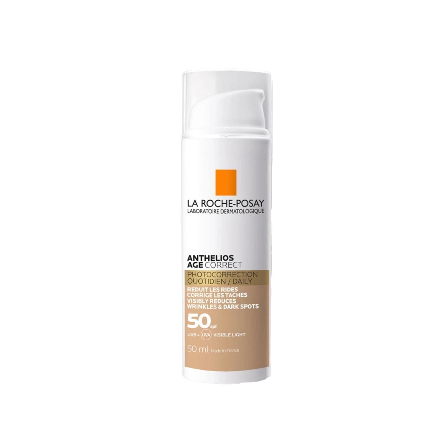 La Roche Posay Anthelios Age Correct SPF 50 Tinted Sunscreen - Anti-Aging, Anti-Wrinkle, Broad-Spectrum Protection - Glamourous Grace
