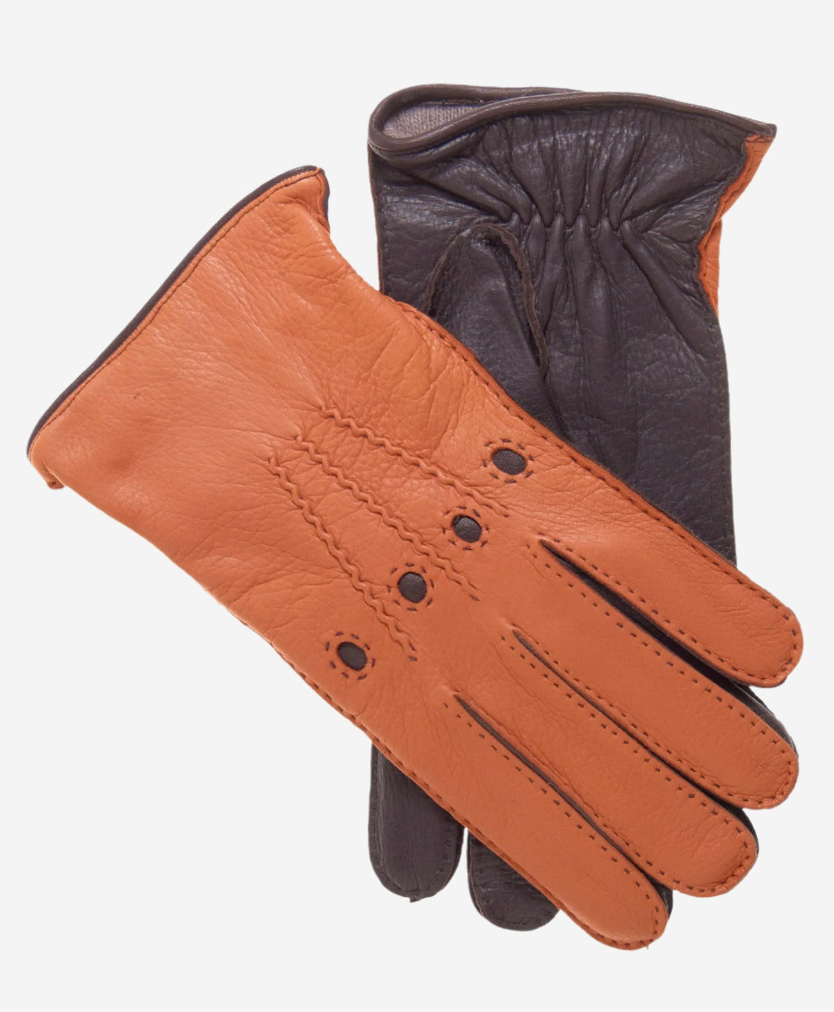 CA0322 (saddle) - Men's Italian cashmere lined deerskin dress driving gloves - Glamourous Grace