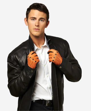 CA0322 (saddle) - Men's Italian cashmere lined deerskin dress driving gloves - Glamourous Grace