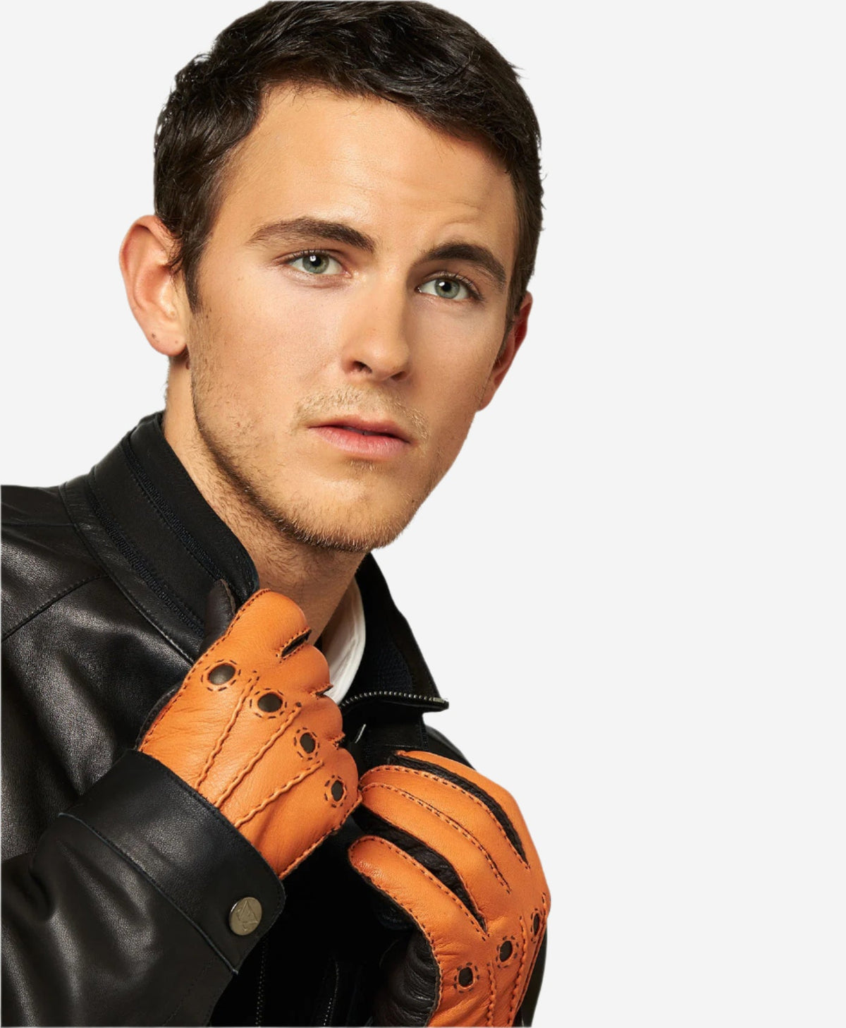 CA0322 (saddle) - Men's Italian cashmere lined deerskin dress driving gloves - Glamourous Grace