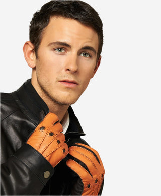 CA0322 (saddle) - Men's Italian cashmere lined deerskin dress driving gloves - Glamourous Grace