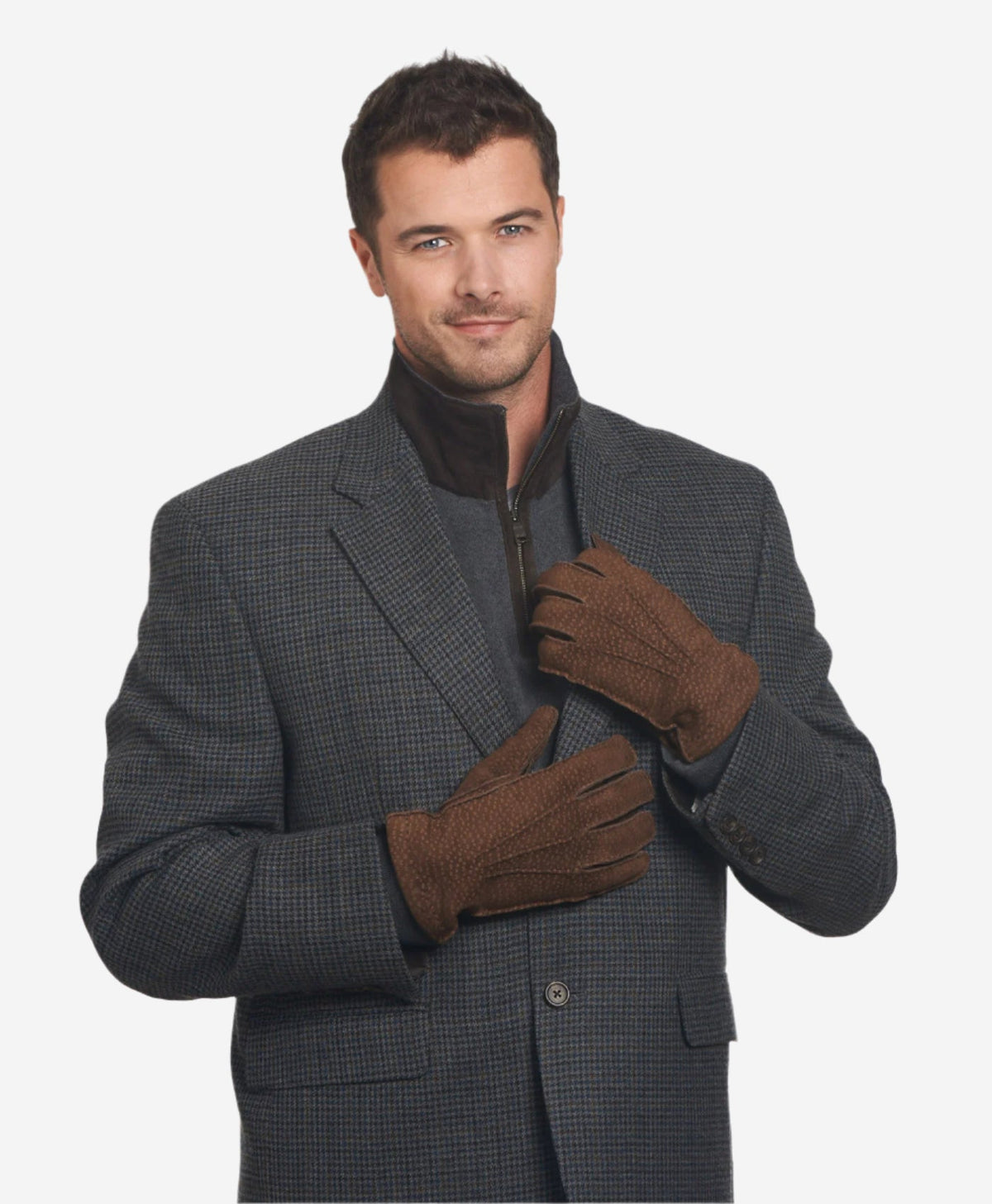CA0395 (coffee) - Handsewn Italian cashmere lined men's carpincho dress gloves - Glamourous Grace