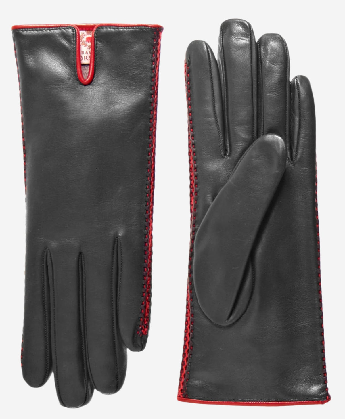 CA0422 (black/red) – Italian lambskin leather gloves for women with cashmere lining - Glamourous Grace