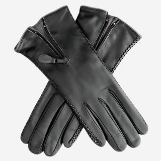 CA0547 (black) – Women’s Italian lambskin cashmere-lined leather gloves with zipper - Glamourous Grace