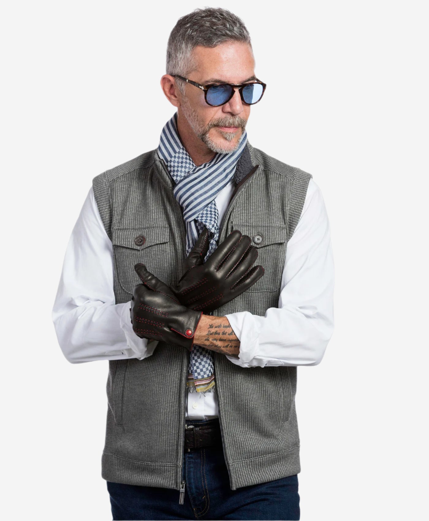 CA3152 (black) - Men's Italian cashmere lined handsewn dress gloves - Glamourous Grace