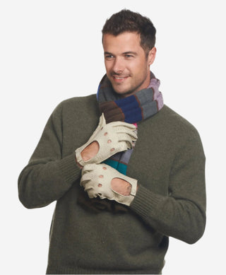 CA3335 (alabaster) - Handsewn Italian peccary men's driving gloves - Glamourous Grace
