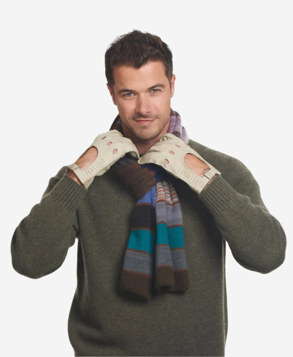 CA3335 (alabaster) - Handsewn Italian peccary men's driving gloves - Glamourous Grace