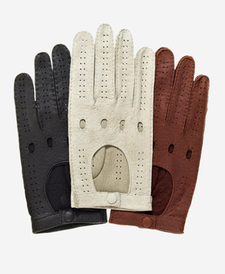 CA3335 (black) - Handsewn Italian peccary men's driving gloves
