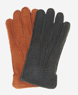 CA3633 (cork) - Handsewn Italian carpincho men’s rabbit fur-lined dress gloves - Glamourous Grace
