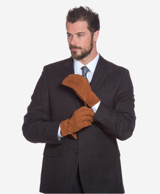 CA3633 (cork) - Handsewn Italian carpincho men’s rabbit fur-lined dress gloves - Glamourous Grace