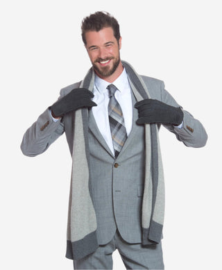 CA3633 (grey) - Handsewn Italian carpincho men’s rabbit fur-lined dress gloves - Glamourous Grace