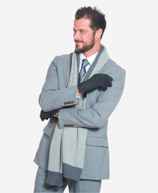 CA3633 (grey) - Handsewn Italian carpincho men’s rabbit fur-lined dress gloves - Glamourous Grace