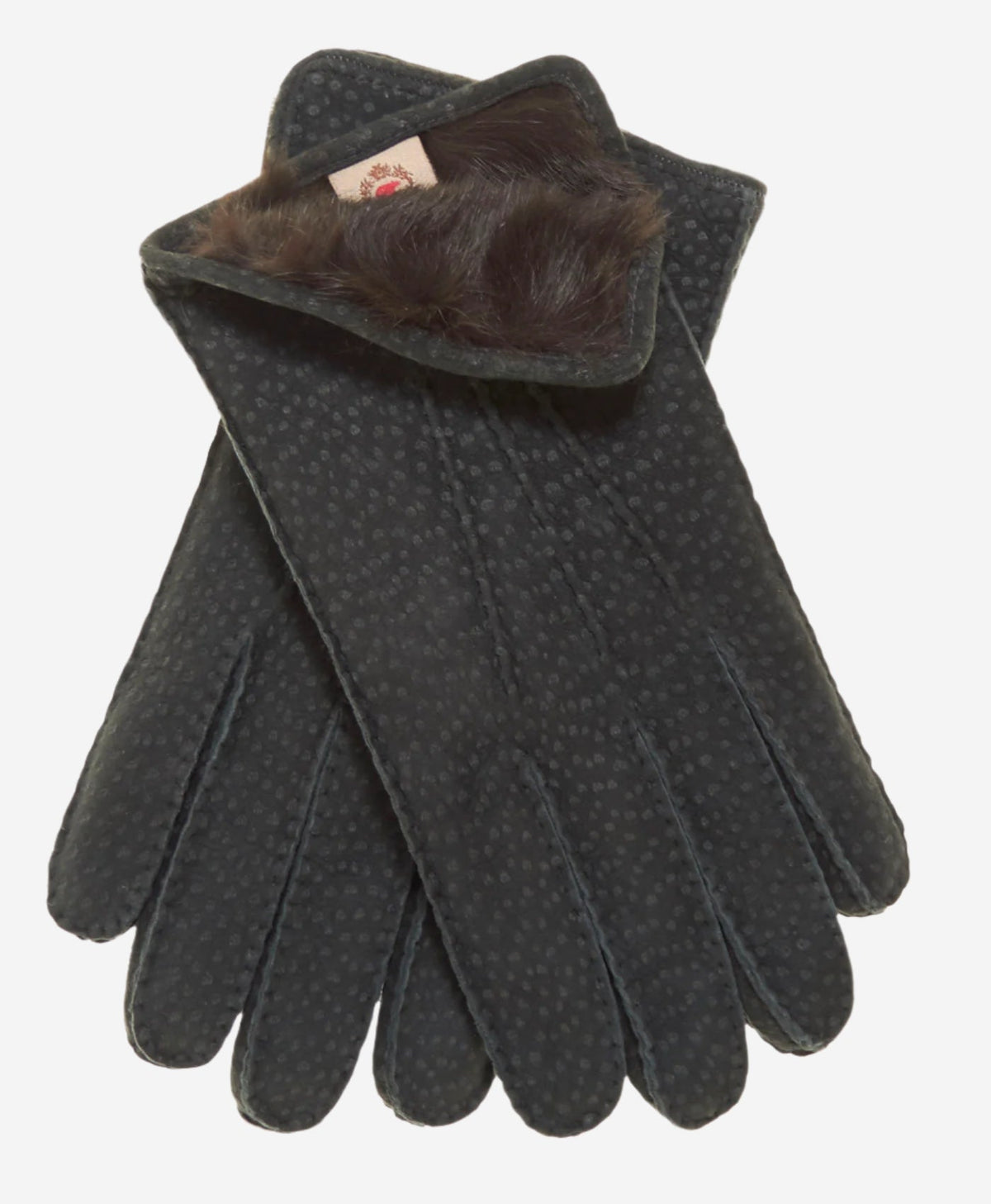 CA3633 (grey) - Handsewn Italian carpincho men’s rabbit fur-lined dress gloves - Glamourous Grace