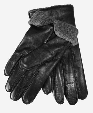 CA3915 (black) - Men’s Italian cashmere-lined leather gloves with ribbed inner cashmere cuff - Glamourous Grace