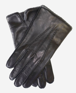 CA3915 (black) - Men’s Italian cashmere-lined leather gloves with ribbed inner cashmere cuff - Glamourous Grace