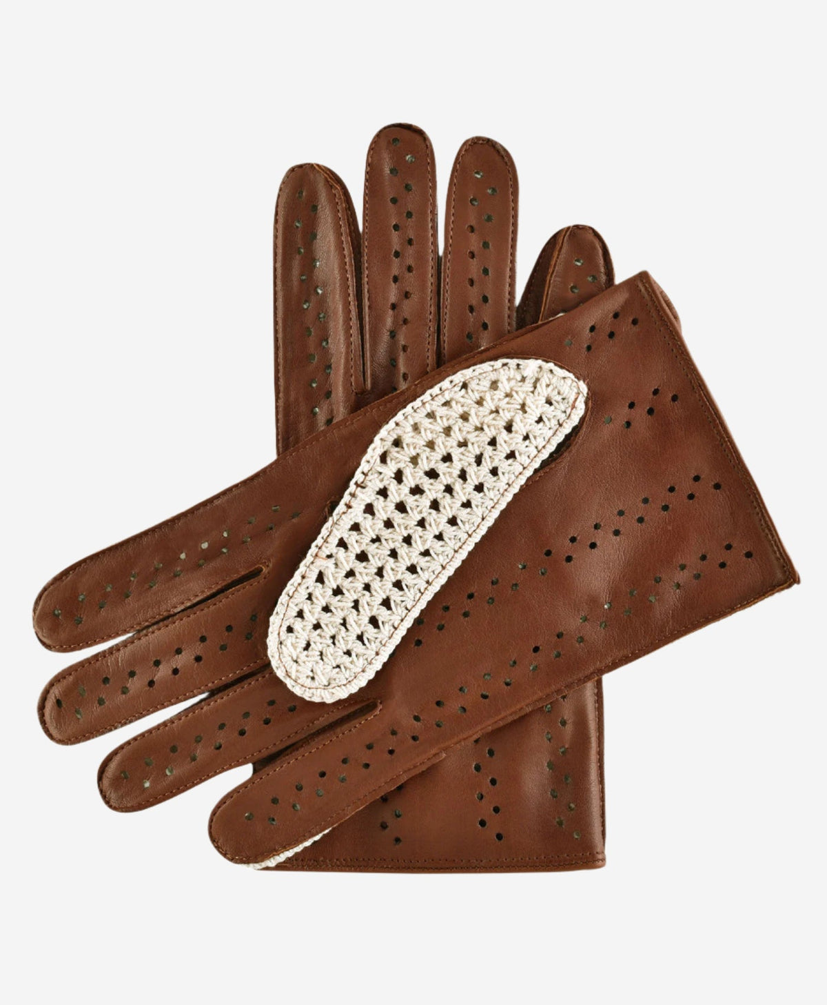 CA3916 (brown) - Handsewn Italian crochet driving gloves in lambskin leather - Glamourous Grace
