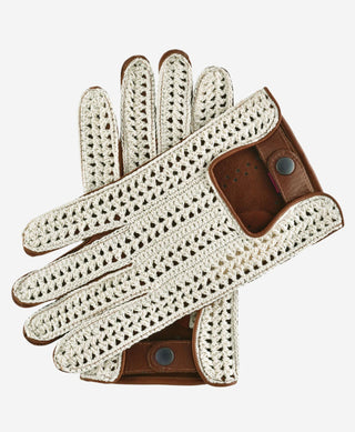 CA3916 (brown) - Handsewn Italian crochet driving gloves in lambskin leather - Glamourous Grace