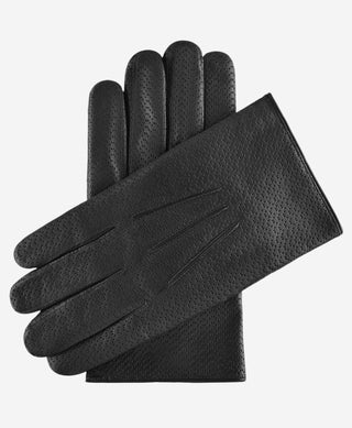CA3976 (black) - Men's Italian cashmere lined leather gloves with unique contrast points - Glamourous Grace
