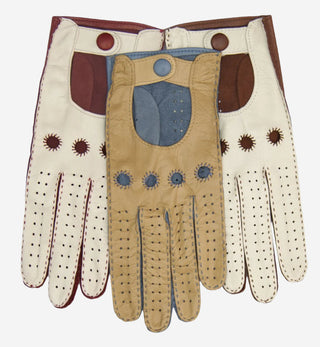CA4123 (cream/brown) – Women’s two-tone Italian leather driving gloves - Glamourous Grace