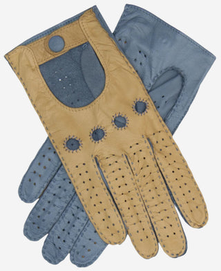 CA4123 (camel/sky) – Women’s two-tone Italian leather driving gloves - Glamourous Grace