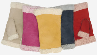 CA4163 (cranberry) – Women’s Italian lamb shearling fingerless gloves - Glamourous Grace