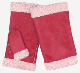 CA4163 (cranberry) – Women’s Italian lamb shearling fingerless gloves - Glamourous Grace