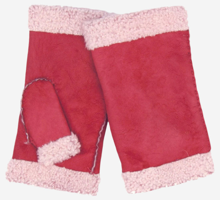CA4163 (cranberry) – Women’s Italian lamb shearling fingerless gloves - Glamourous Grace